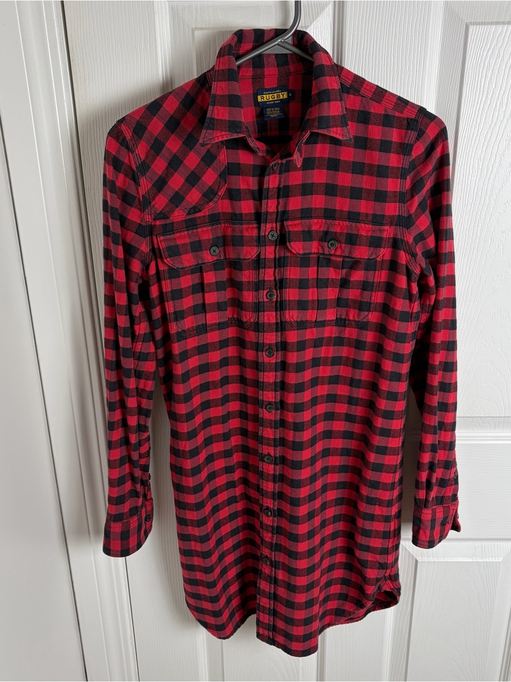 Ralph Lauren Rugby Red and Black Buffalo Plaid Button-Down Shirt Small